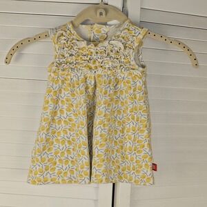 Magnetic Me Girls Lemon Print‎ Ruffle Dress 6-9 Months